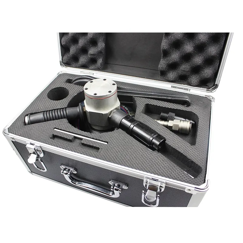 Pneumatic chamfering tool kit in foam-lined carry case