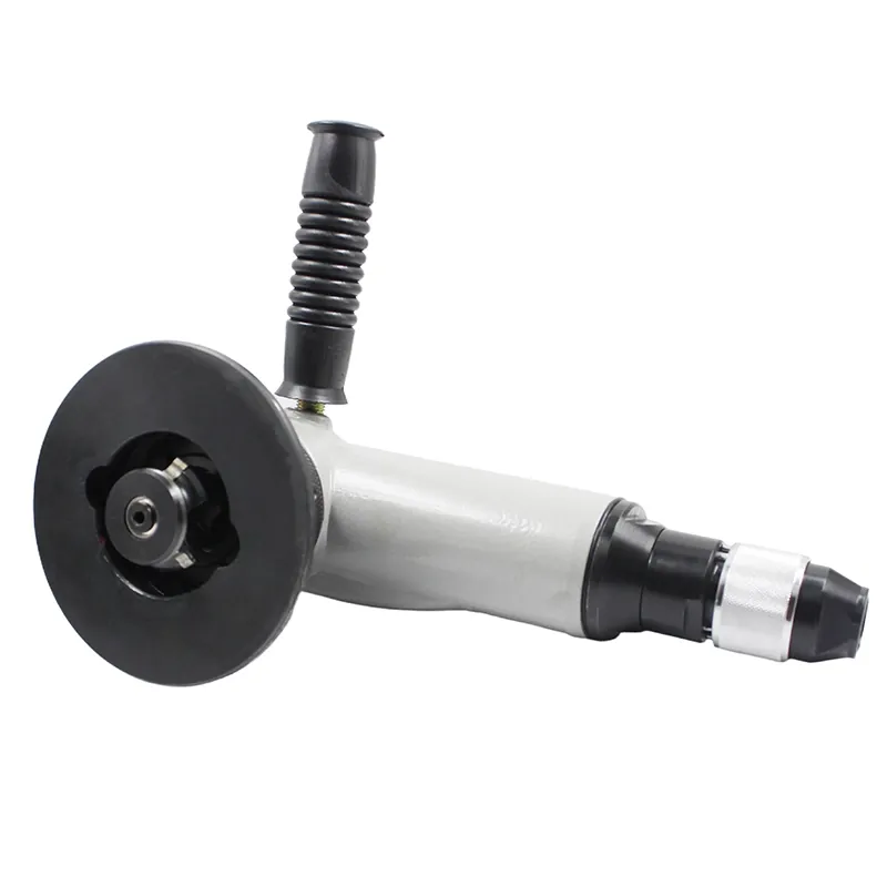 Pneumatic chamfering machine with disc guard and collet head