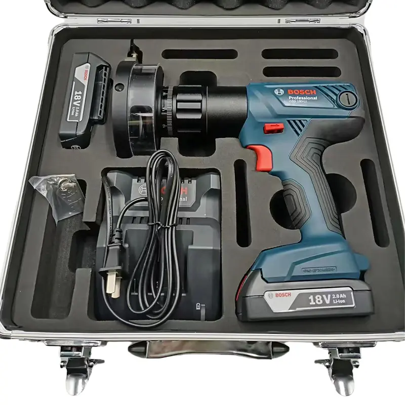 LPM cordless tube facer kit in its carry case — 18 V drive, battery, charger and facing head