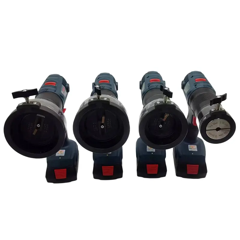 LPM cordless tube facers lined up with facing heads for different tube sizes