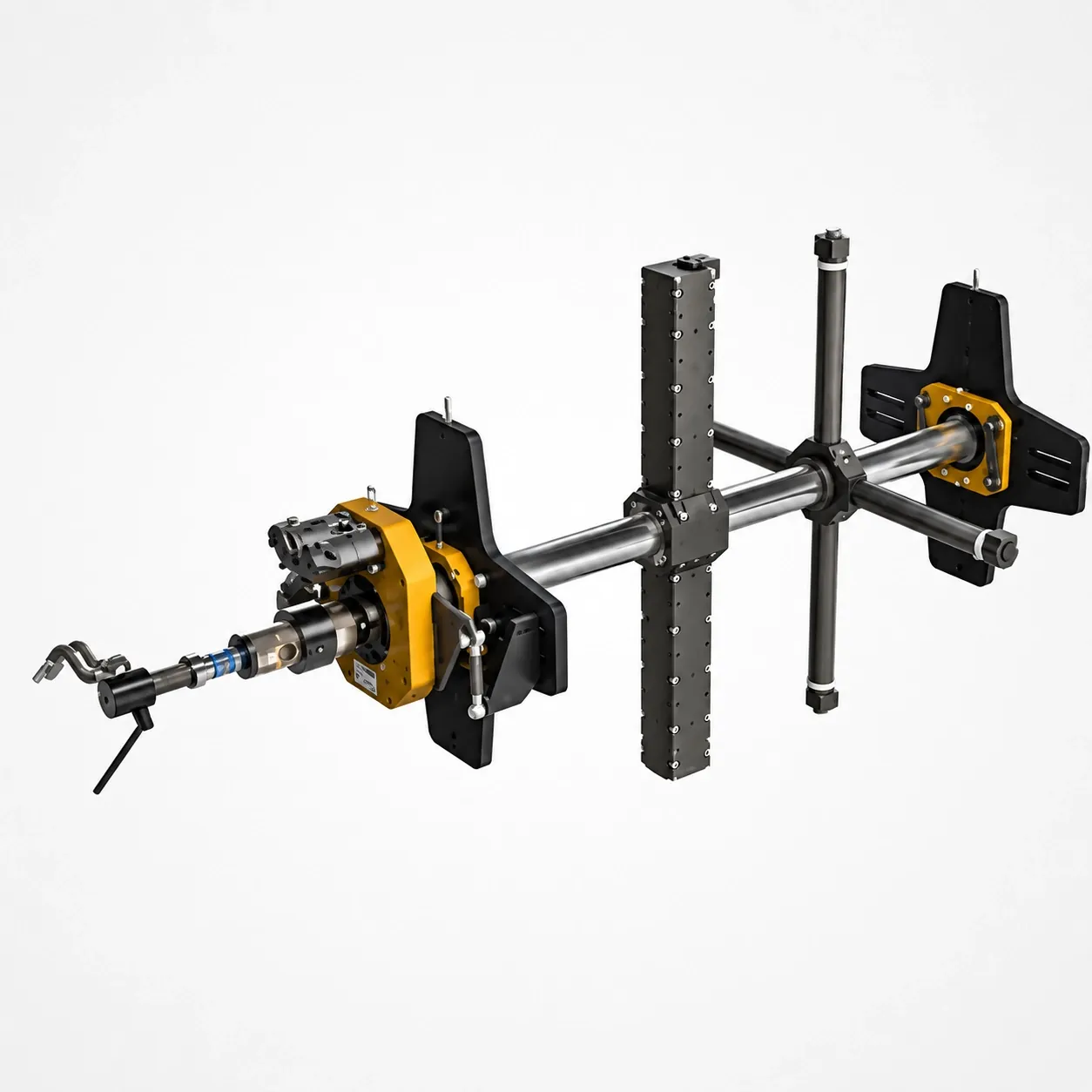 Portable line boring machine on excavator pivot repair